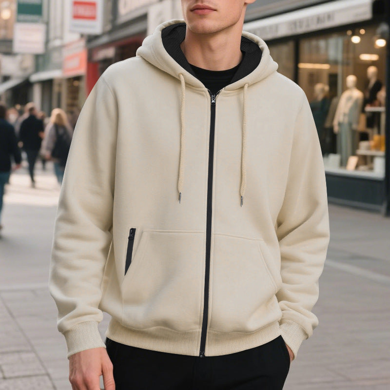 Herren Zip-Hoodie mit praktischen Taschen und atmungsaktiver Fleece-Innenausstattung R&B