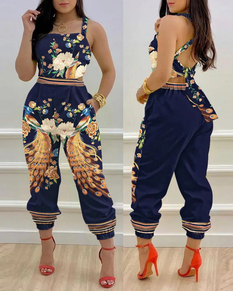 Damen lässiger Overall mit floralem Design R&B
