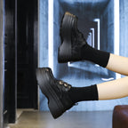 Damen Chunky Schnürschuhe mit modischem Riemen und hoher Sohle R&B