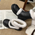 Damen Modische Winterstiefel mit luxuriösem Kunstfellkragen R&B
