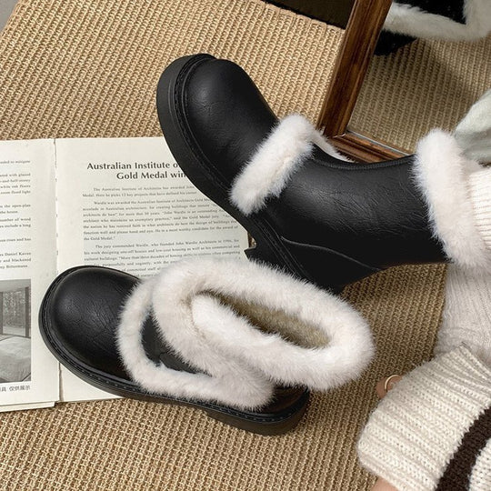 Damen Modische Winterstiefel mit luxuriösem Kunstfellkragen R&B