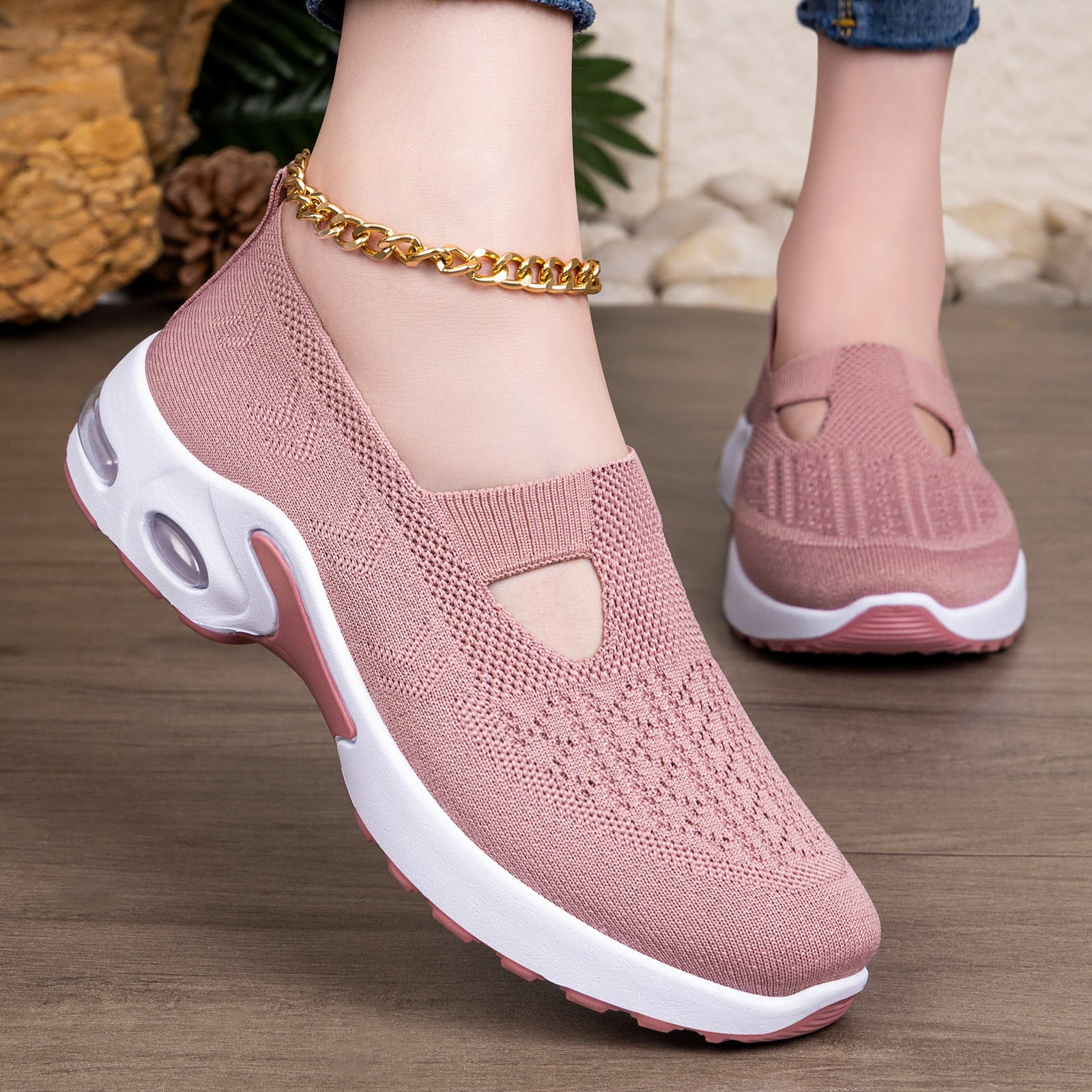 Damen Atmungsaktive Slip-On Freizeit-Schuhe mit dämpfender Sohle R&B