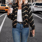 Damen nan Bomberjacke mit Pailletten-Chevronmuster, Rippbündchen und sichtbarem Reißverschluss R&B