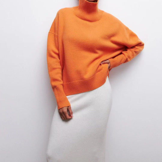 Damen gemütlicher Rollkragenpullover mit Oversized-Schnitt und strukturiertem Material R&B