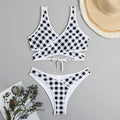 Damen Triangel-Bikini mit modernem Wickel-Design und verspieltem Karomuster R&B