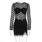 Damen Spitzenkleid mit tiefem Ausschnitt und figurbetontem Schnitt R&B
