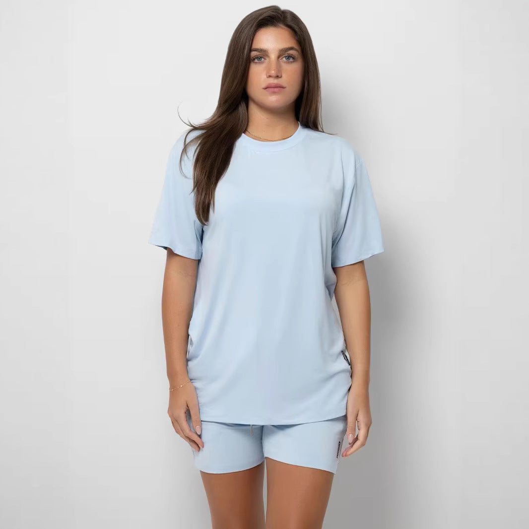 Damen lässiges Set mit oversized T-Shirt und Shorts R&B