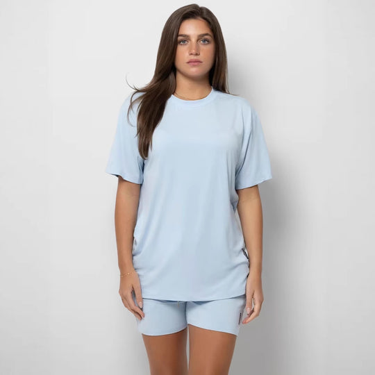 Damen lässiges Set mit oversized T-Shirt und Shorts R&B