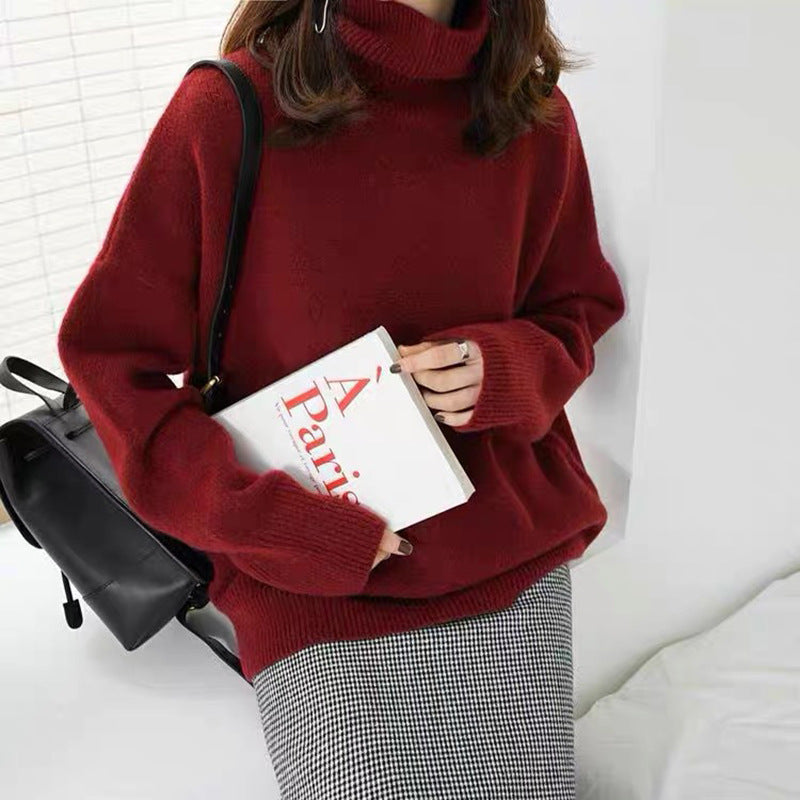 Damen bequemer Rollkragenpullover aus hochwertigem Wollmix R&B