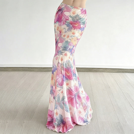 Damen Maxi-Rock mit floralen Mustern und fließendem Schnitt R&B