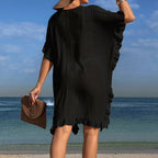 Damen Strandtunika mit elegantem Häkelbesatz und Rüschendetails R&B