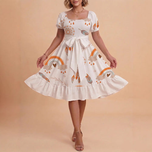 Damen Verspieltes Maxikleid mit Bärenmuster und taillierbarem Band R&B
