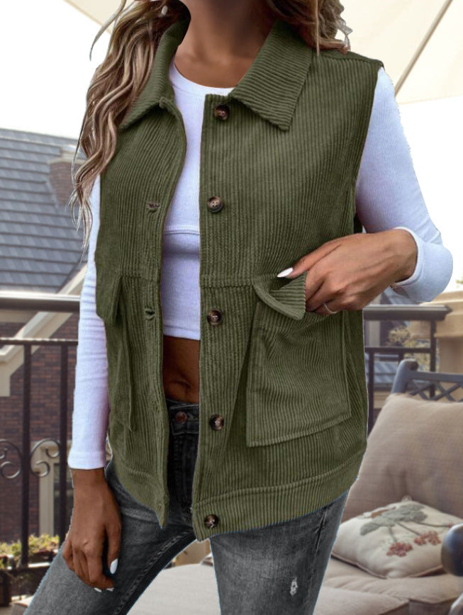 Damen Strickweste mit Taschen und klassischem Kragen R&B