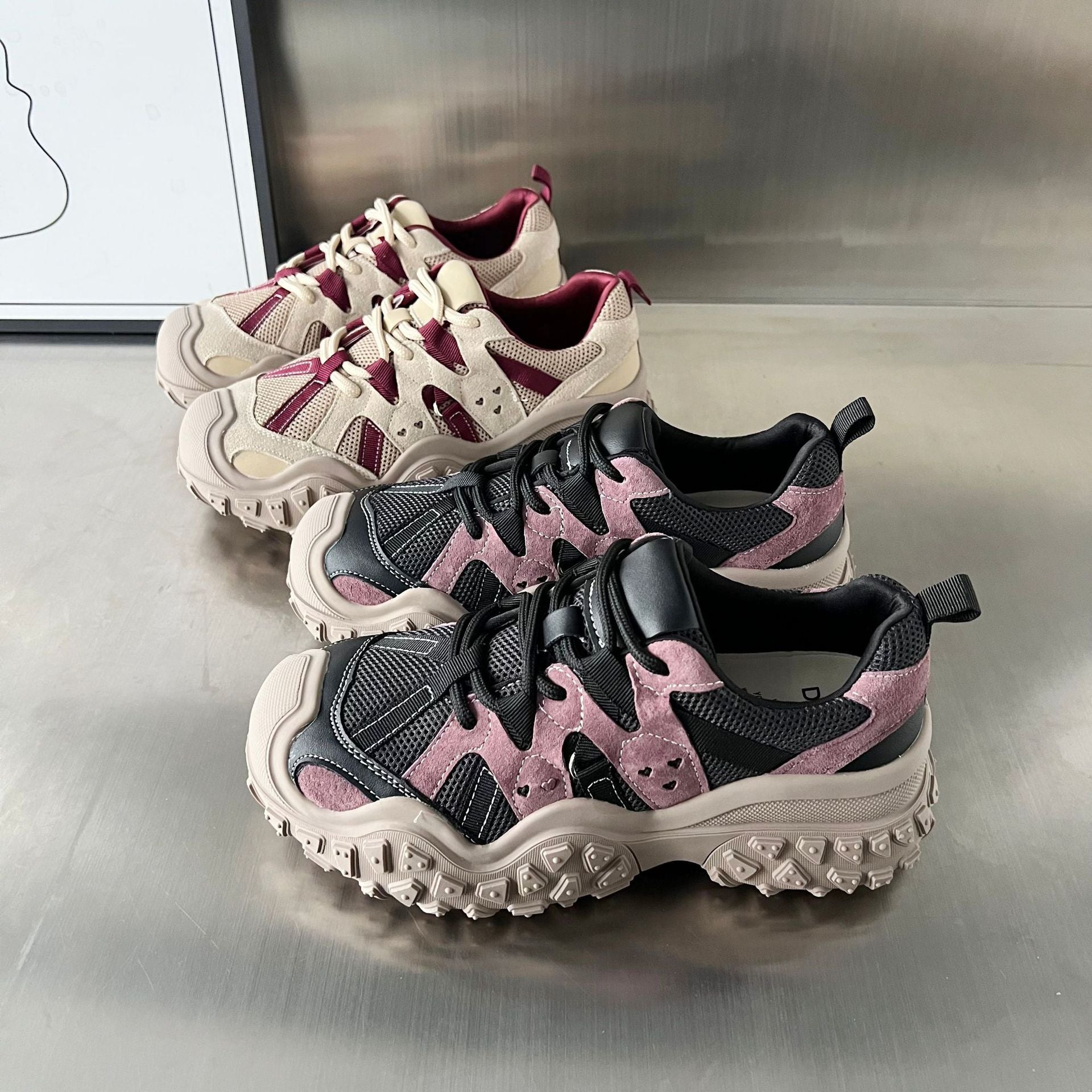 Damen Sportliche Sneakers mit atmungsaktivem Mesh und robustem Sohlenprofil R&B