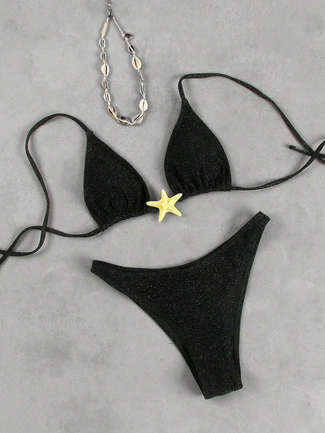 Damen Triangel-Bikini mit funkelndem Glitzereffekt und charmantem Stern-Detail R&B