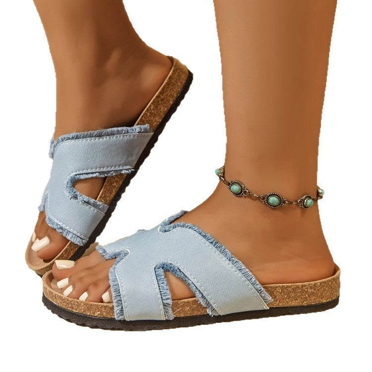 Damen Komfortable Pantoletten mit funkelnden Metallic-Details R&B