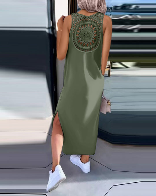 Damen Maxi-Kleid mit handgefertigter Spitze R&B