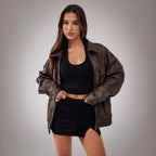 Damen Sportliche Oversized jacke mit praktischen Taschen und elastischem Saum R&B