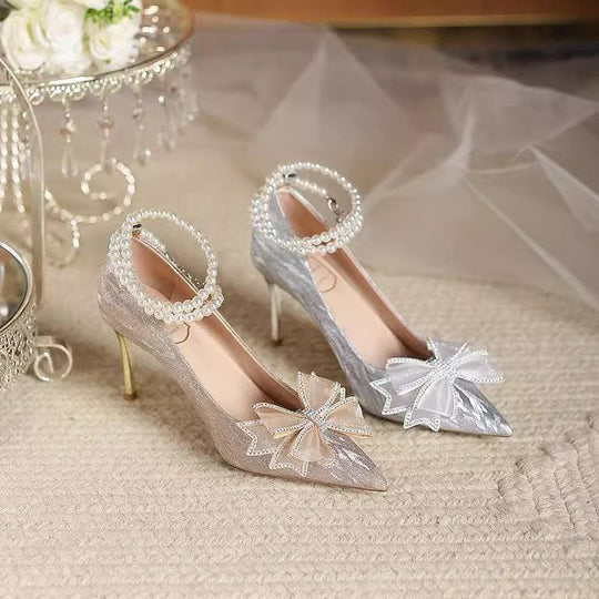 Damen glamouröse High Heels mit elegantem Blumenakzent R&B
