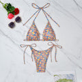 Damen Triangel-Bikini mit verstellbaren BindR&Bändern und floralem Muster R&B