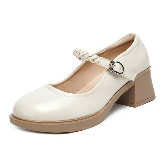 Damen Elegante Mary Jane Pumps mit geflochtenem Riemen und komfortablem Absatz R&B