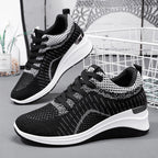 Damen nan gestrickter Keil-Sneaker mit atmungsaktivem Strick-Obermaterial, gepolstertem Komfortfußbett und rutschfester Profilsohle R&B
