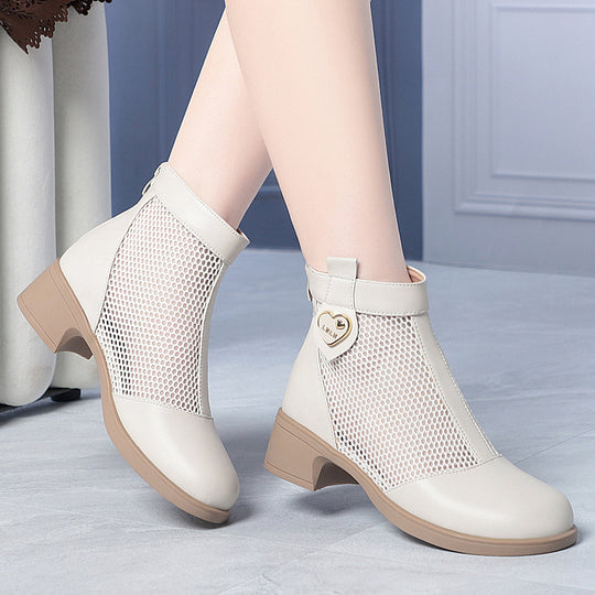 Damen Trendige Stiefeletten mit raffiniertem Netzdesign und flexiblem Blockabsatz R&B