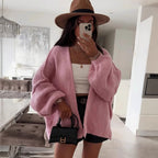 Damen oversized Strickjacke mit lässigen Ballonärmeln und strukturiertem Material R&B