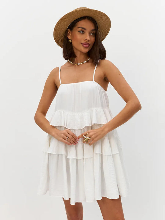 Damen Verspieltes Puffkleid aus leichtem Baumwollmaterial mit Rüschendetails R&B