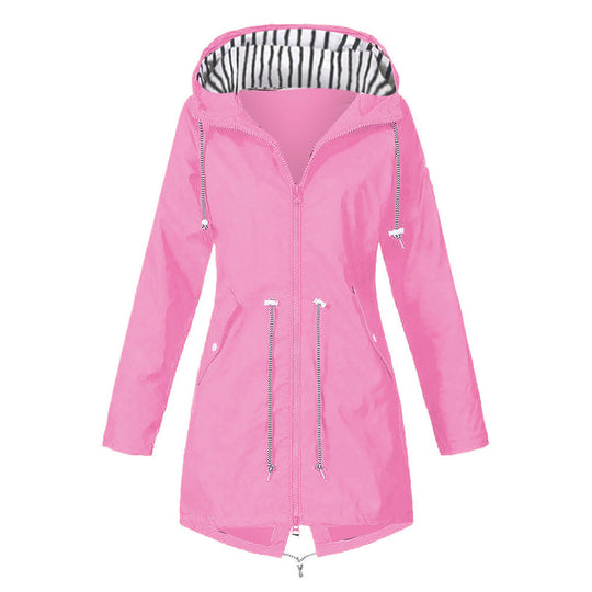 Damen wasserabweisende Freizeitjacke mit verstellbarem Kapuzenkragen und funktionalen Taschen R&B