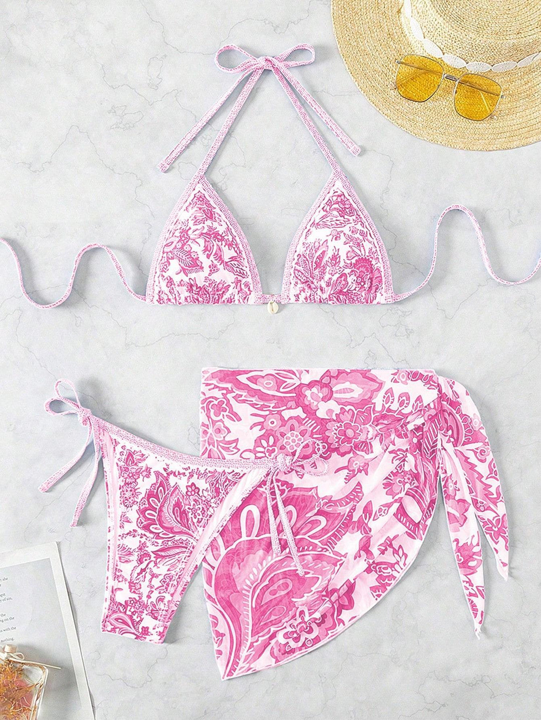 Damen Triangel-Bikini-Set mit elegantem Wickelrock R&B