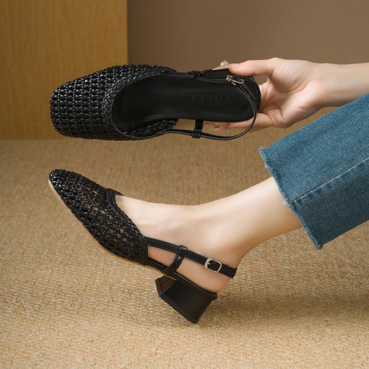 Damen Slingback-Pantoletten mit luftiger Webstruktur und bequemer Absatzhöhe R&B