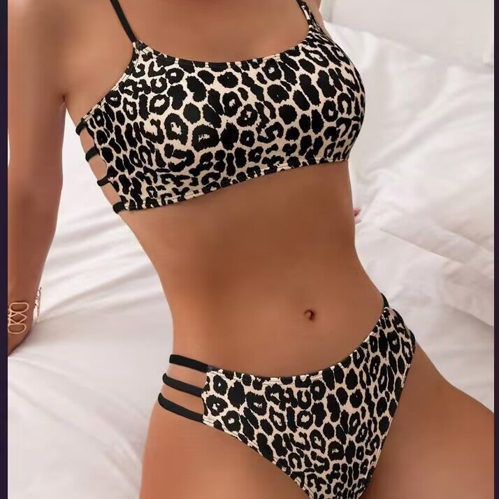 Damen Sportliches Bikini-Set mit trendigem Leopardenmuster R&B