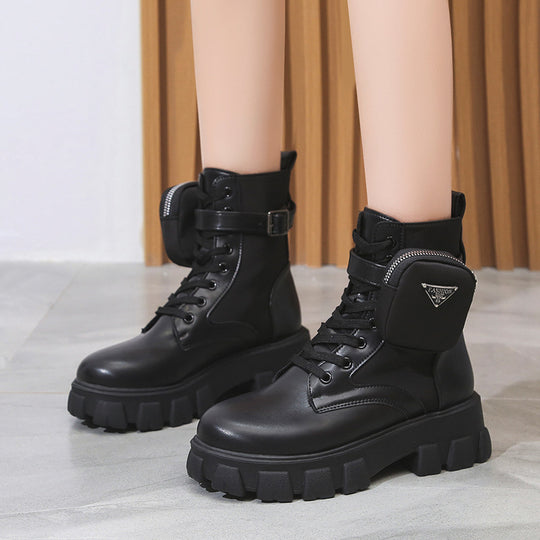 Damen Chunky Boots mit praktischem Seitentaschen-Design R&B