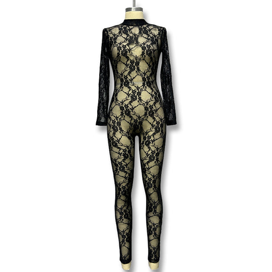 Damen Elegantes Spitzenoverall R&B