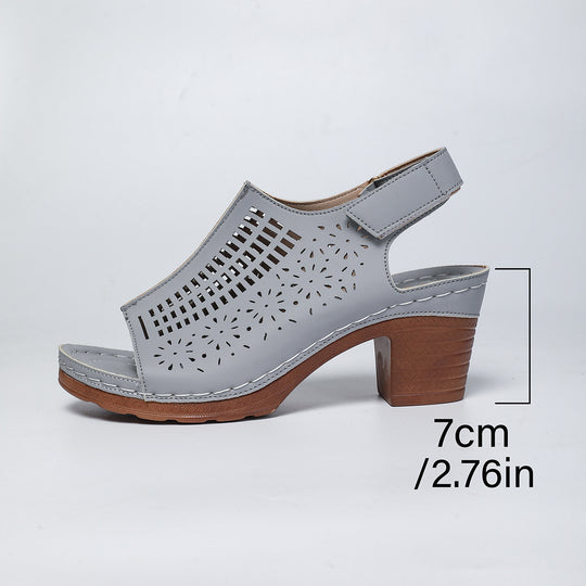 Damen Sandaletten mit durchbrochenem Design und komfortablem Blockabsatz R&B