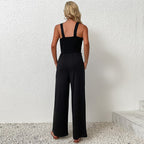 Damen Jumpsuit mit weitem Bein und elastischem Oberteil
