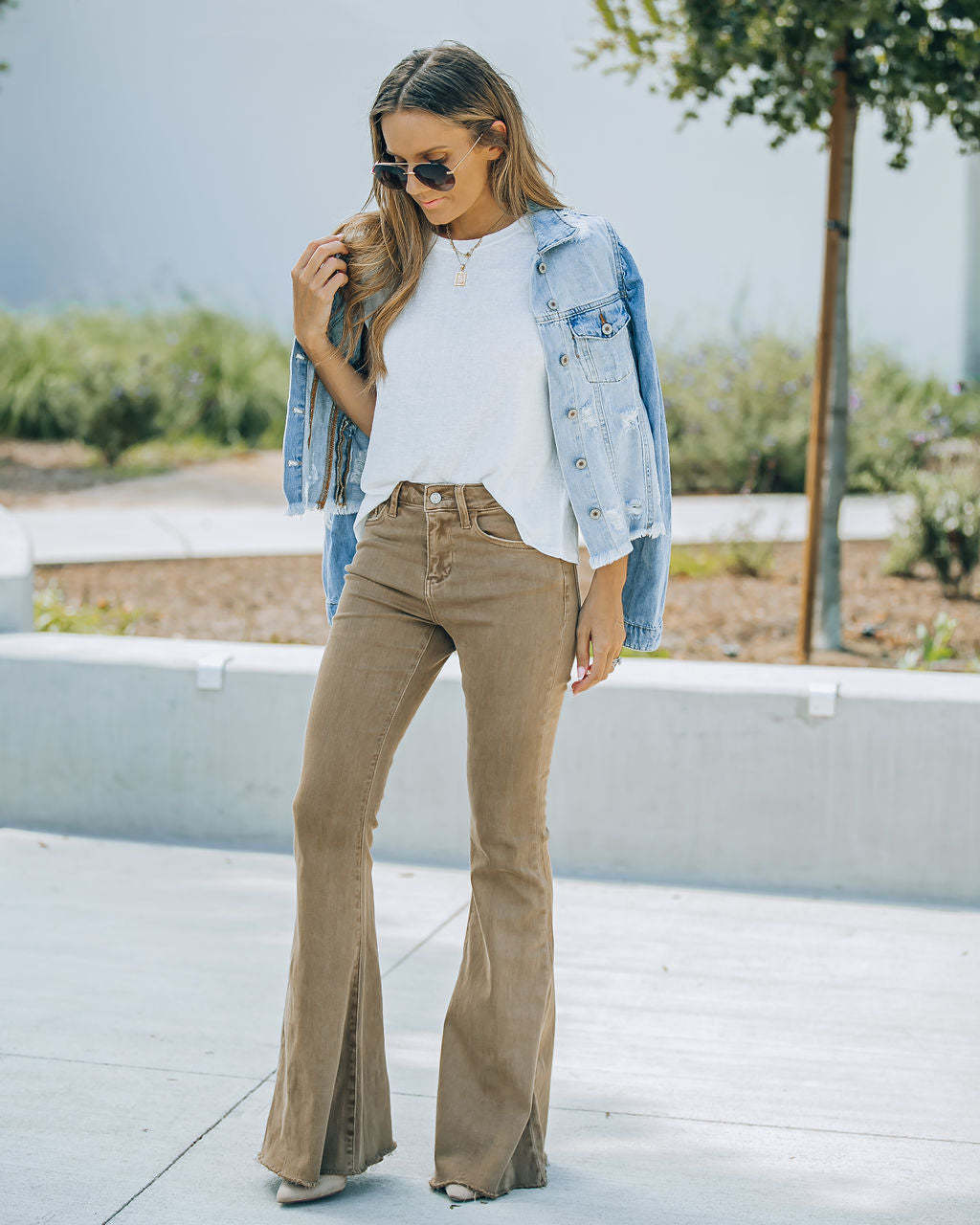 Damen Schlagjeans im Vintage-Stil mit hohem Bund