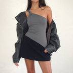 Damen asymmetrisches Trägershirt mit Knotendetail R&B