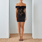 Damen Elegantes Minikleid mit verführerischem Spitzenoberteil und figurbetontem Schnitt R&B