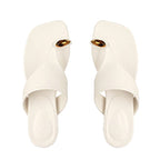 Damen Elegante Zehentrenner-Sandalen mit goldfarbener Applikation R&B