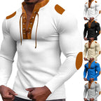 Herren Langarm-Henley-Shirt mit strukturiertem GewR&Be und modischem Schnürdesign R&B