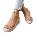 Damen Wedge-Pantoletten mit transparentem Riemendesign und ergonomischer Sohle R&B