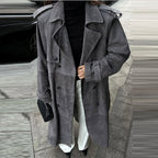 Damen Eleganter Long-Trenchcoat aus weichem Wildleder R&B