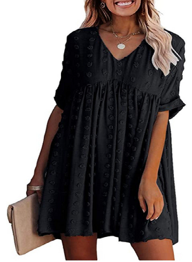 R&B | Locker Sitzendes Kurzärmliges Weites Taillenkleid