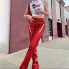 Damen Crop-Top mit innovativem Cut-Out-Design und langen Ärmeln R&B