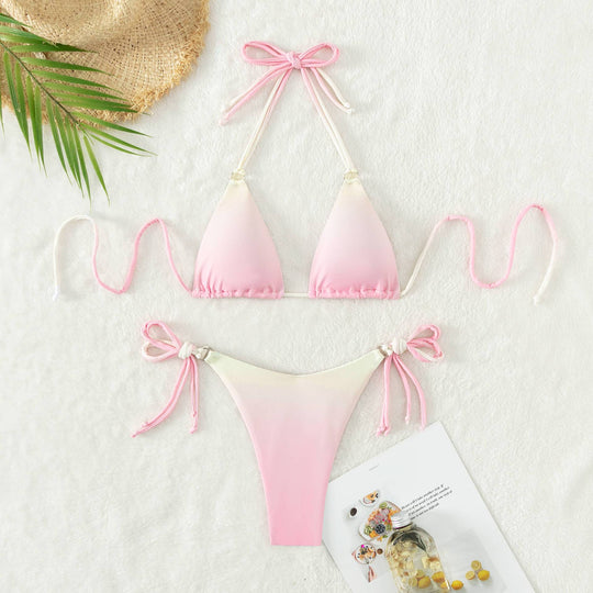 Damen Triangel-Bikini mit individuell anpassbarem Bindesystem und modischem Farbverlauf R&B
