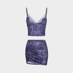 Damen Crop-Top und Minirock Set R&B