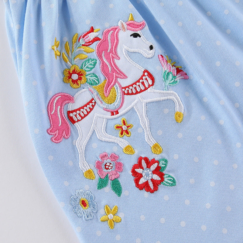 Mädchen Sommerkleid mit gesticktem Einhornmotiv R&B