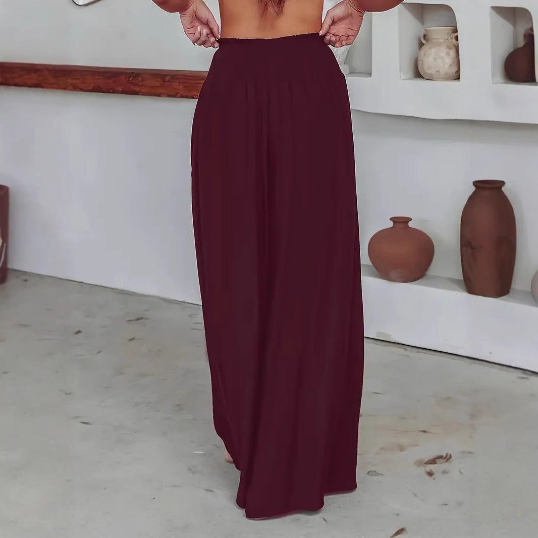 Damen Luftige Palazzo-Hose mit elastischem Bund R&B